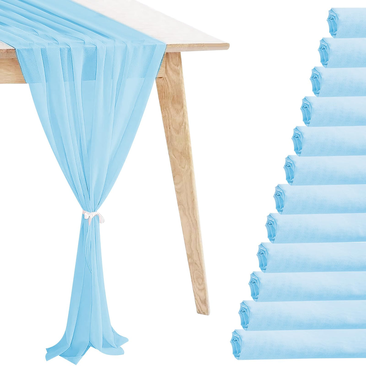 12 Pack Baby Pink Table Runner 10ft Romantic Chiffon Table Runner for Wedding Baby Shower and Birthday Party Cake Table Decorations(120 x 12 in)