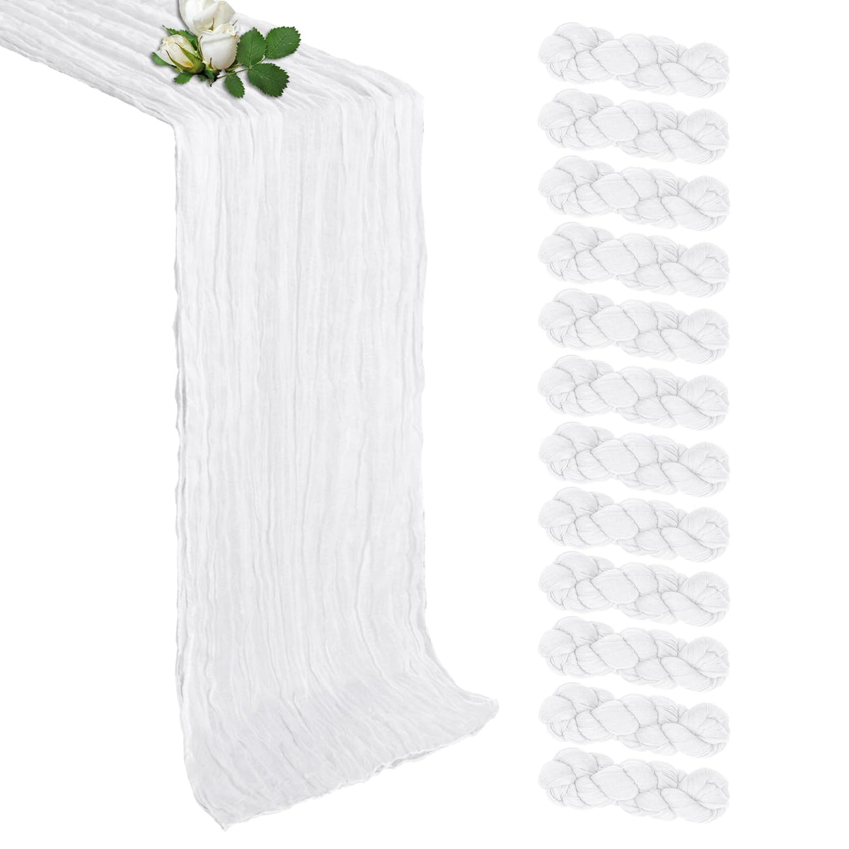 12 Pack Sage Green Table Runner 17 x 108 Inch Cheesecloth