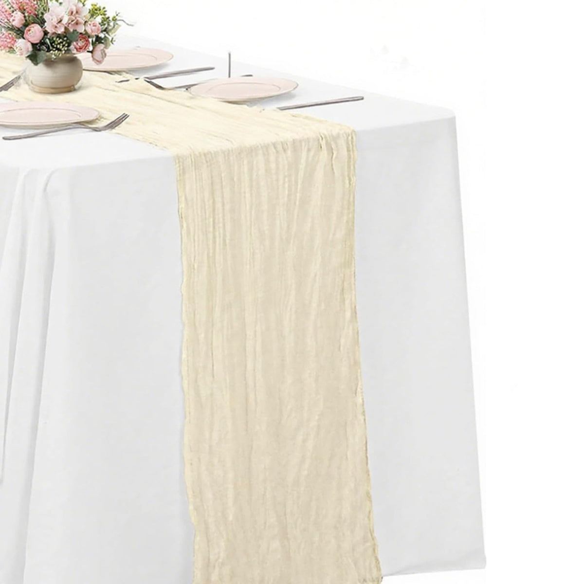 10 Pack New Sage Green Cheesecloth Table Runner -21*120Inch Long Boho Wedding Table Decor, Rustic Gauze Fabric Runner for Bridal Showers, Baby Showers & Parties (Sheer, Lightweight, Wrinkled Design)