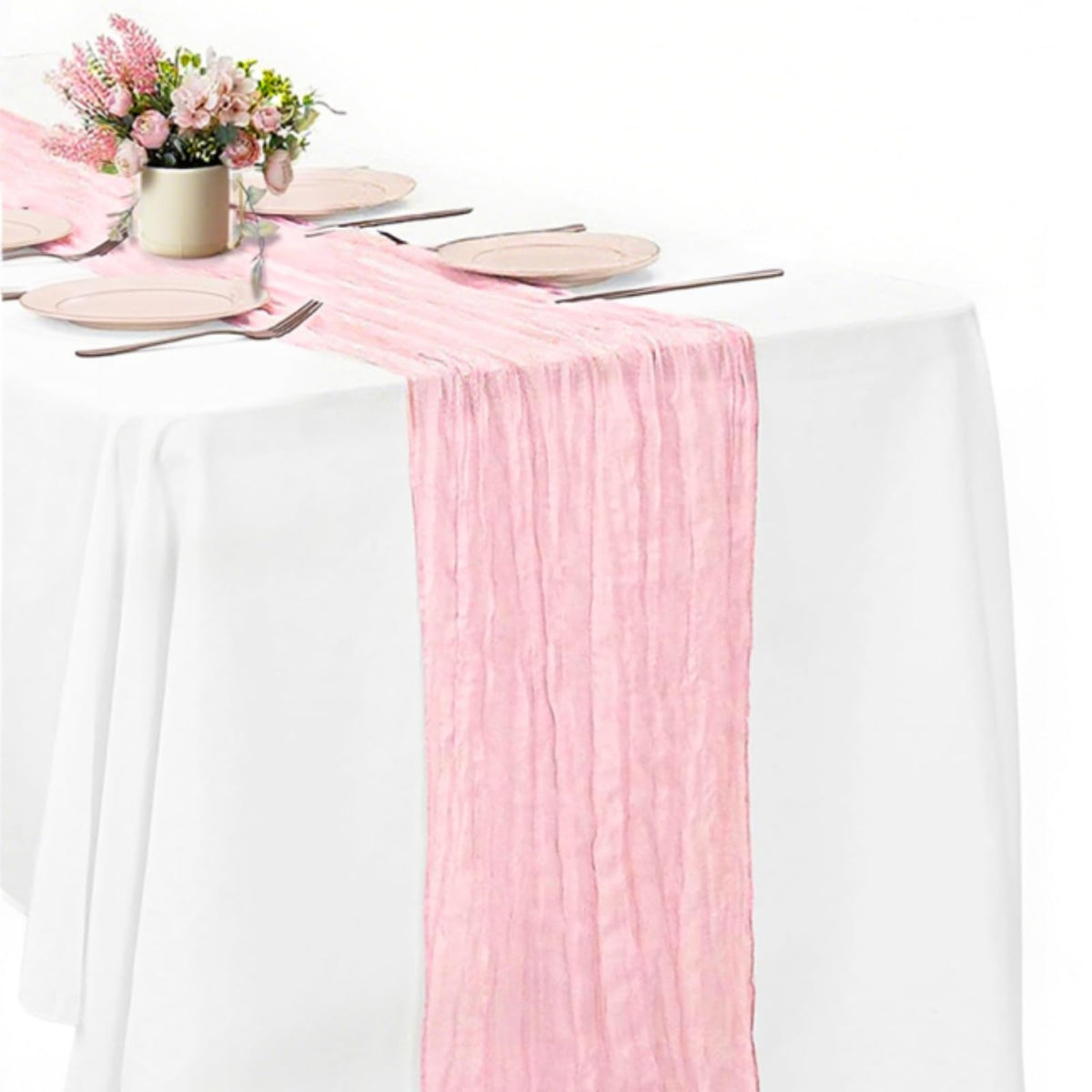 10 Pack New Sage Green Cheesecloth Table Runner -21*120Inch Long Boho Wedding Table Decor, Rustic Gauze Fabric Runner for Bridal Showers, Baby Showers & Parties (Sheer, Lightweight, Wrinkled Design)