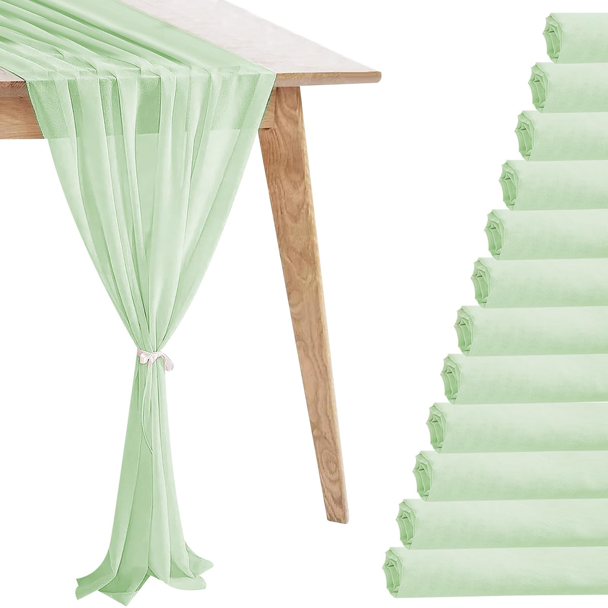 12 Pack Baby Pink Table Runner 10ft Romantic Chiffon Table Runner for Wedding Baby Shower and Birthday Party Cake Table Decorations(120 x 12 in)