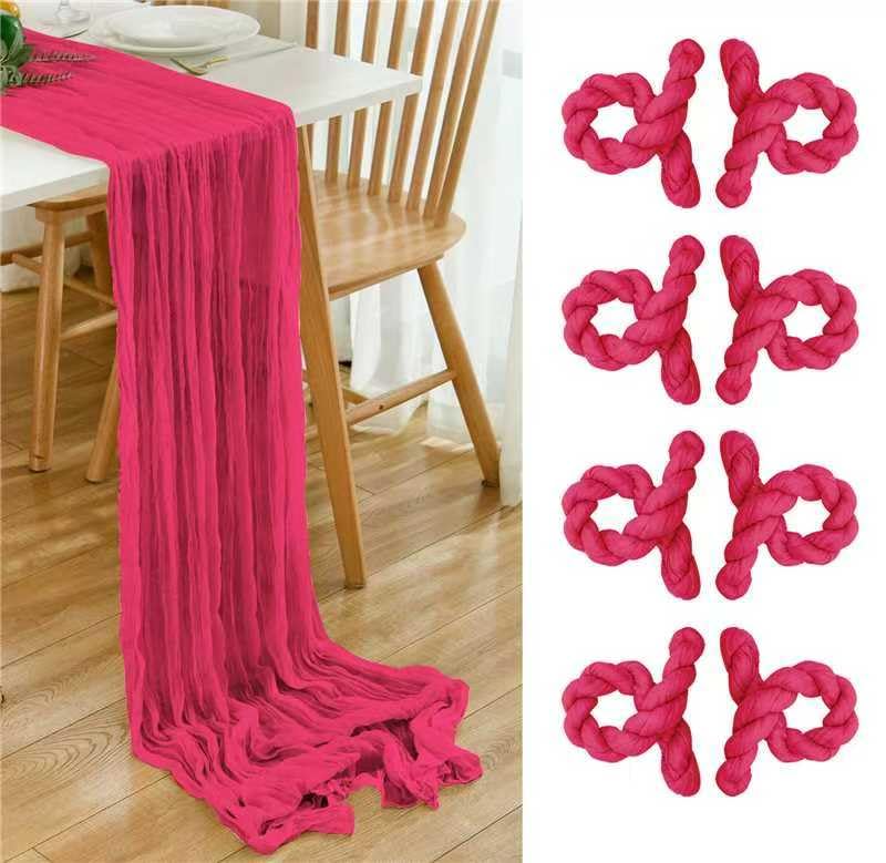 6 Pack Brown 10 Ft Cheesecloth Table Runner 20x120 Inch Boho Wrinkled Sheer Romantic Gauze Decor for Wedding, Bridal Shower, Birthday Party