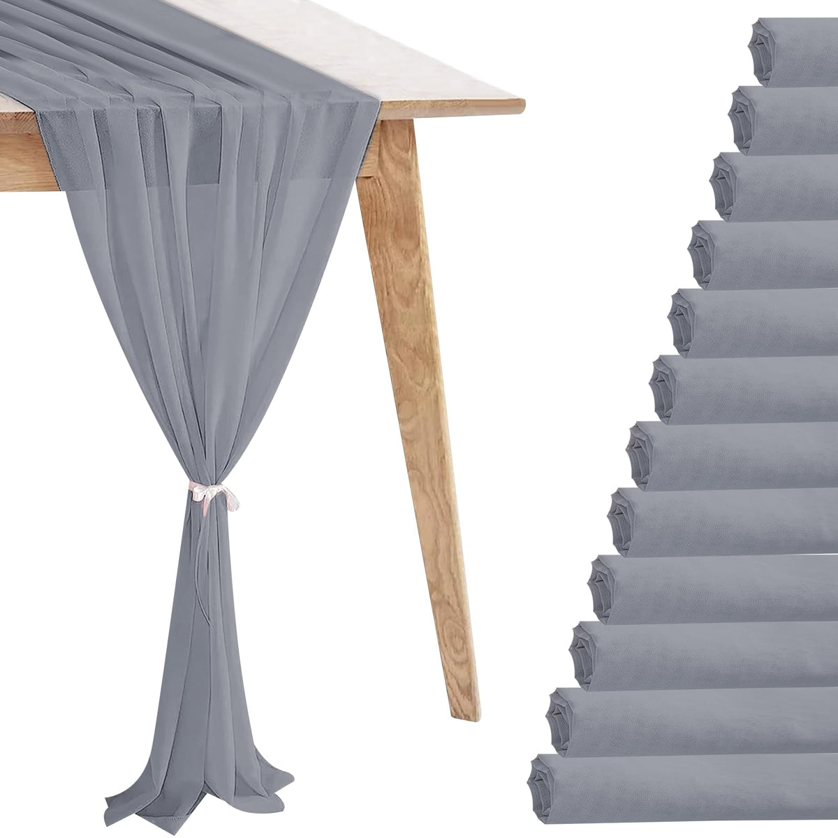 12 Pack Baby Pink Table Runner 10ft Romantic Chiffon Table Runner for Wedding Baby Shower and Birthday Party Cake Table Decorations(120 x 12 in)