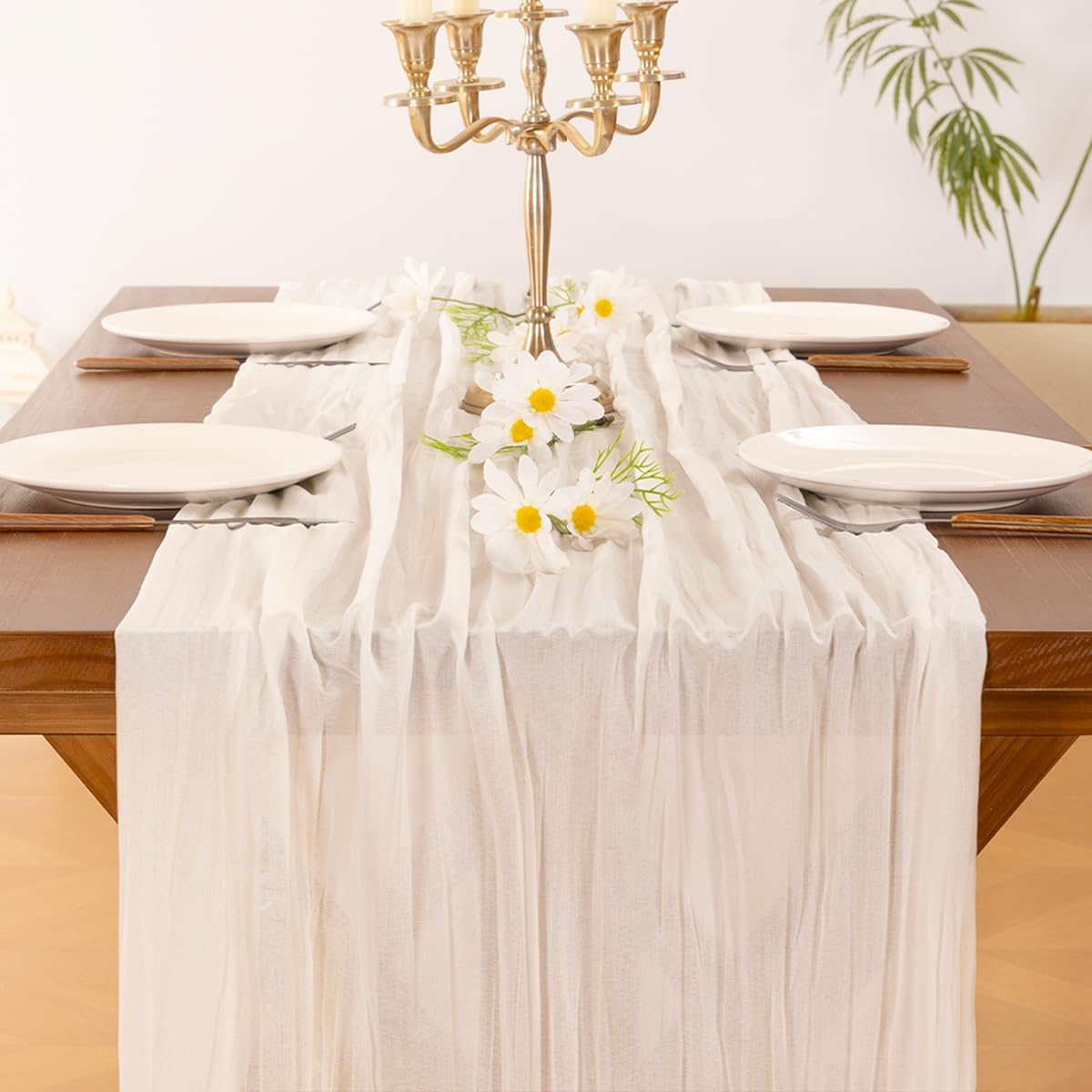 Cheesecloth Table Runner White Fall Boho Wedding Birthday Party Home Decor