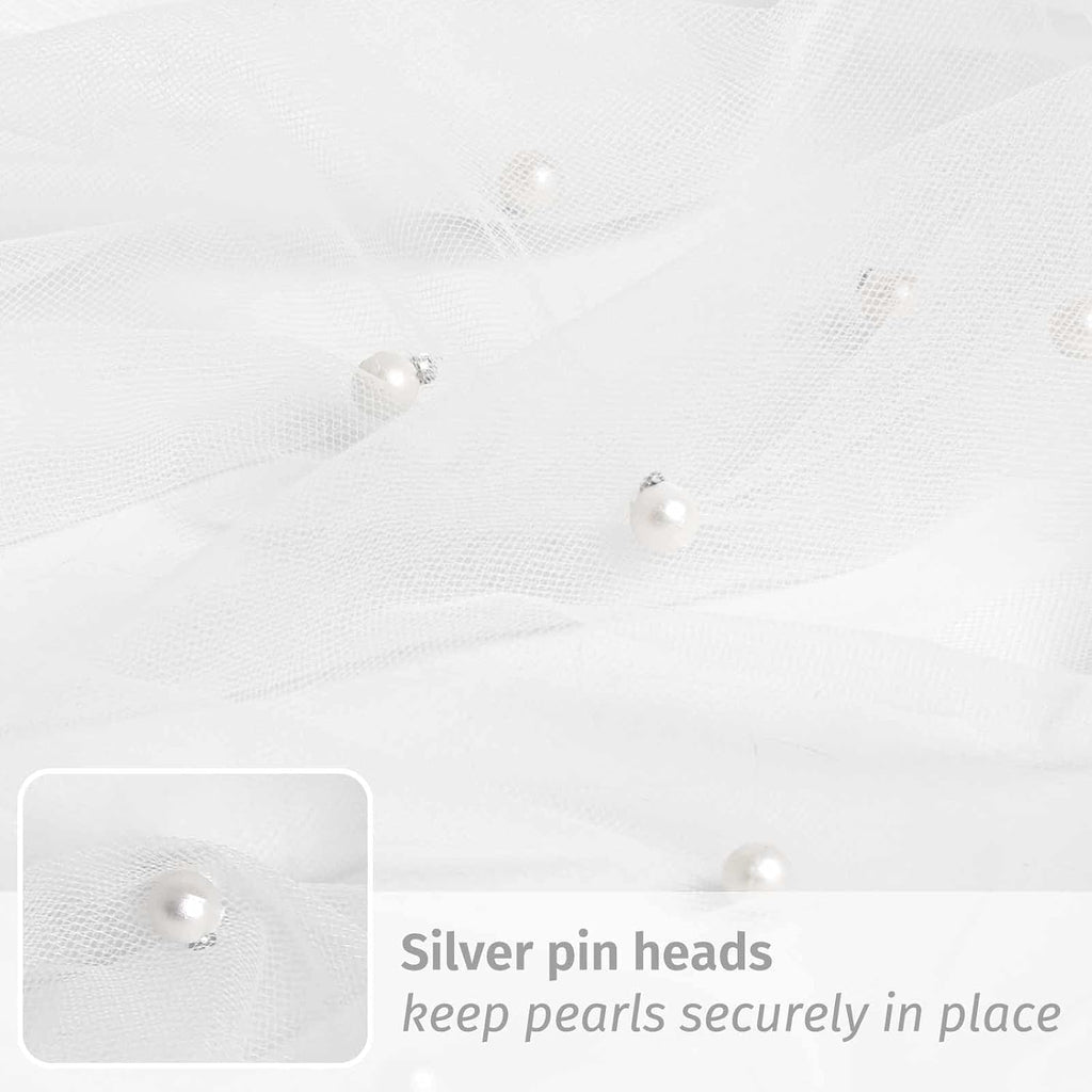 WELTRXE Pearl Table Runner 120 Inch 10FT, White Gauze Table Runners, Rustic Boho for Holiday Wedding Decor, Home Party ,Baby Shower, Birthday Party