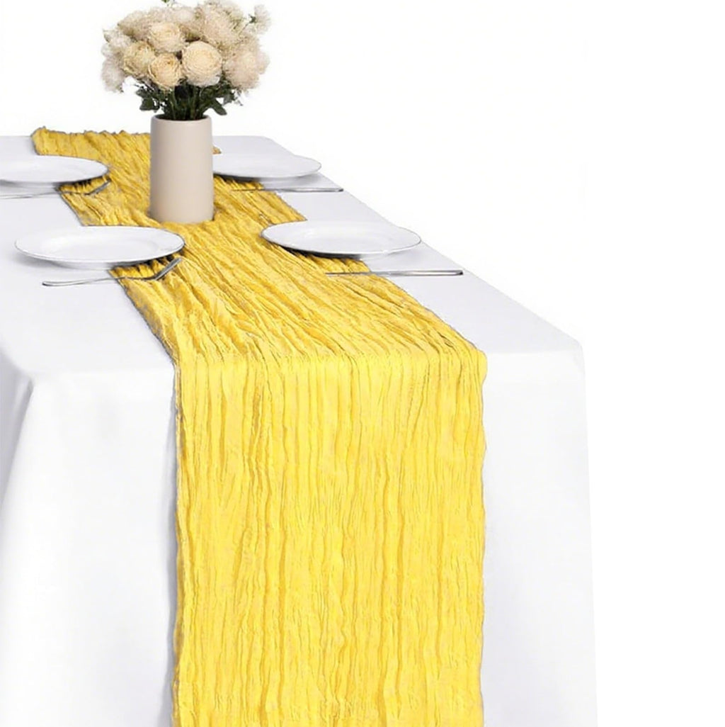 10 Pack New Sage Green Cheesecloth Table Runner -21*120Inch Long Boho Wedding Table Decor, Rustic Gauze Fabric Runner for Bridal Showers, Baby Showers & Parties (Sheer, Lightweight, Wrinkled Design)