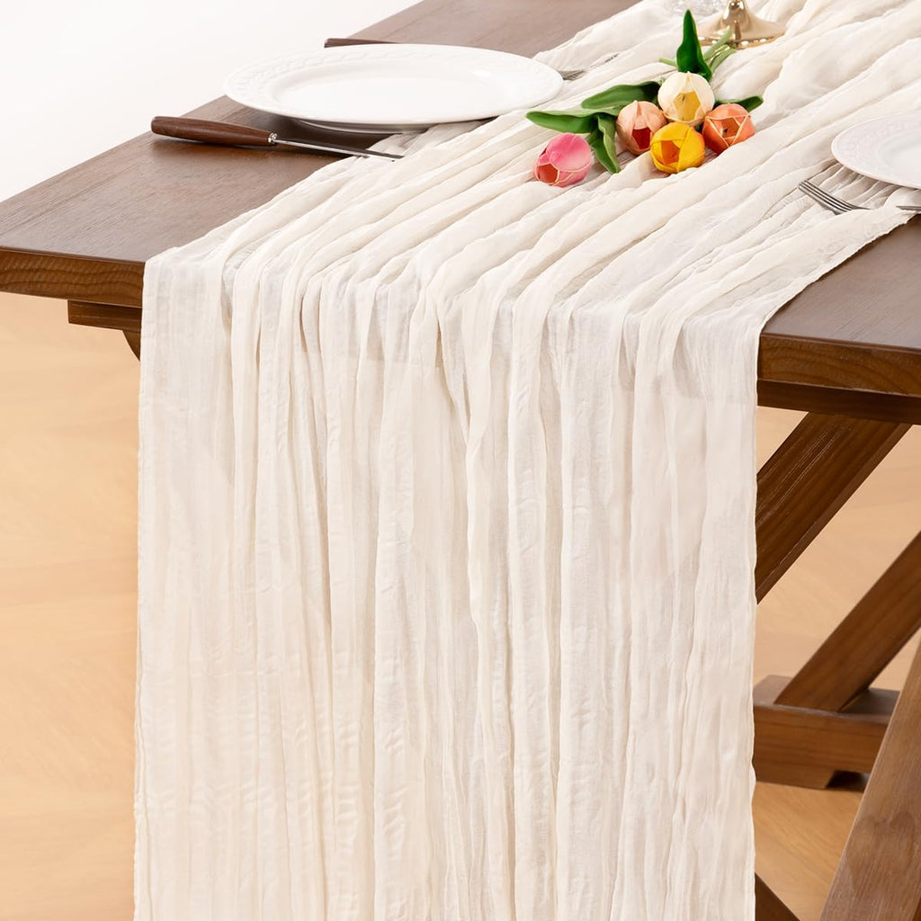 6 Pack Champagne Gold Cheesecloth Table Runner Fall Wrinkled Runner