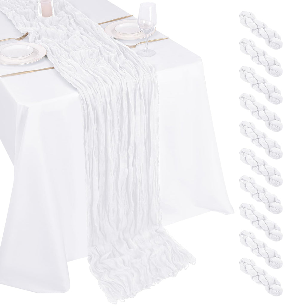 10 Pack Ivory Cheesecloth Table Runner 17x108 Inch Boho Gauze Cheese Cloth Table Runners for Wedding Party Baby Shower Birthday Home Decor