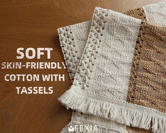 FEXIA Boho Placemats Set of 6, Macrame Table Mats Farmhouse Dining Decor