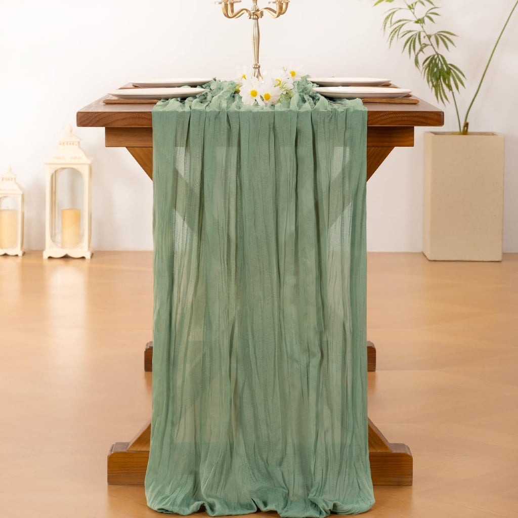 Sage Green Cheesecloth Table Runner Fall Wedding Birthday Party Home Decor