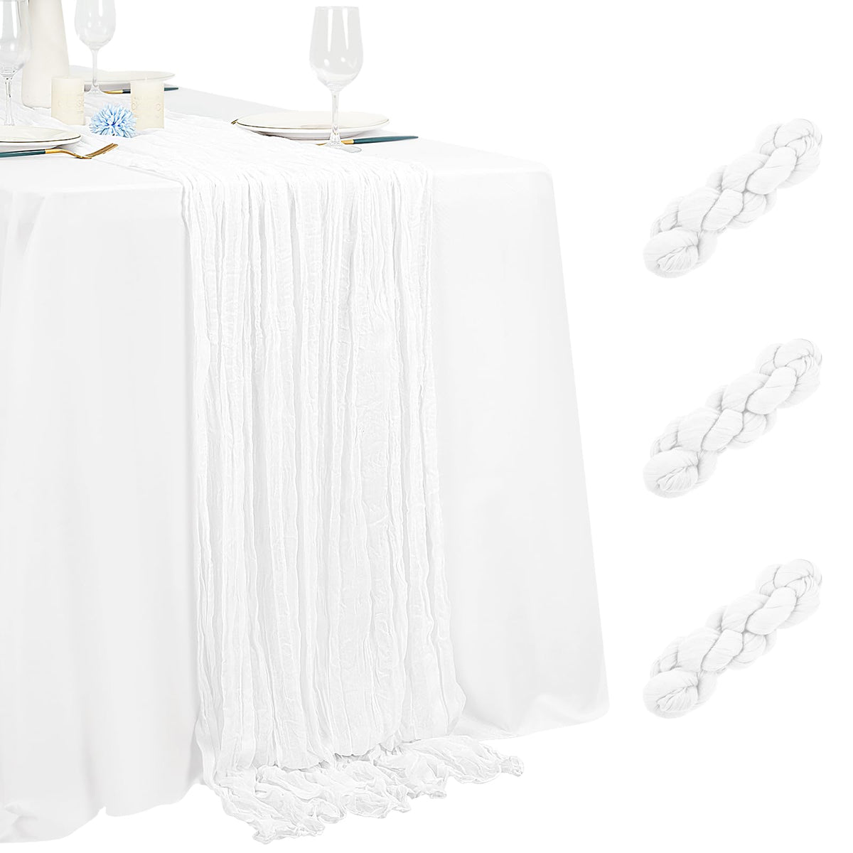 3 Pack Light Pink Table Runner 17x108 Inch Cheesecloth Table Runner Boho Gauze Table Runners Romantic Rustic Sheer Fabric Cheese Cloth Table Runners for Wedding Party Baby Shower Birthday Home Decor