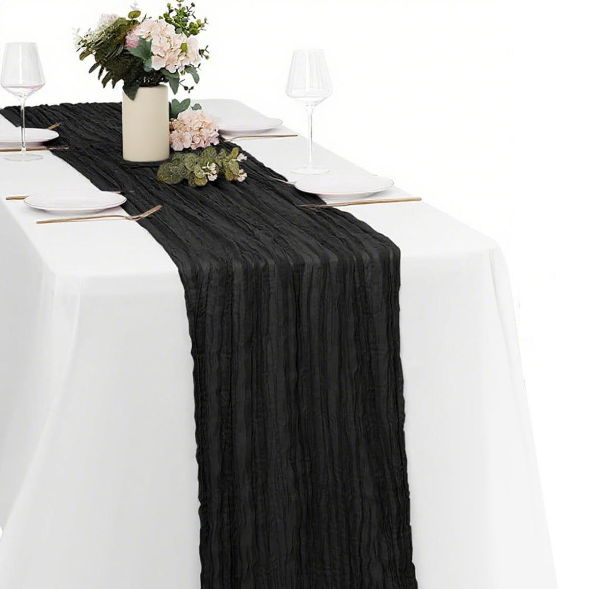 10 Pack New Sage Green Cheesecloth Table Runner -21*120Inch Long Boho Wedding Table Decor, Rustic Gauze Fabric Runner for Bridal Showers, Baby Showers & Parties (Sheer, Lightweight, Wrinkled Design)