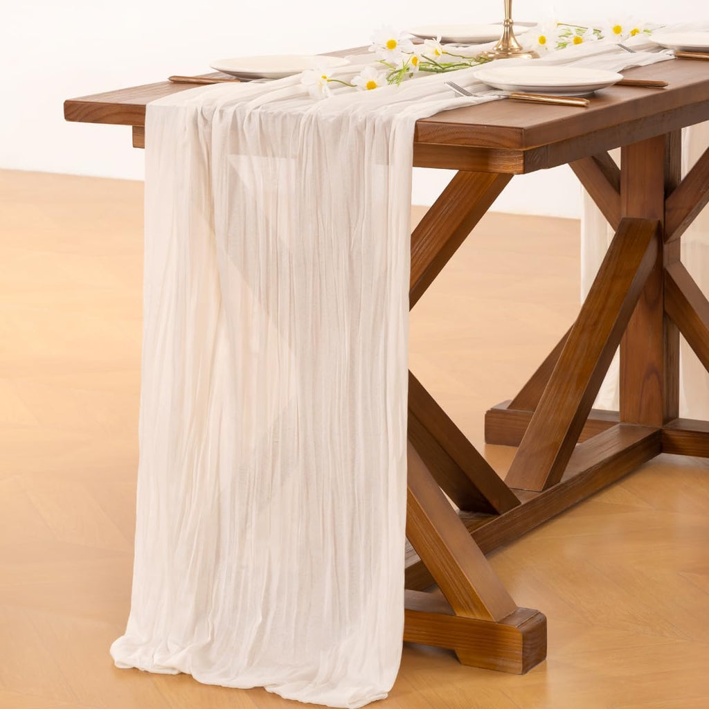Cheesecloth Table Runner White Fall Boho Wedding Birthday Party Home Decor