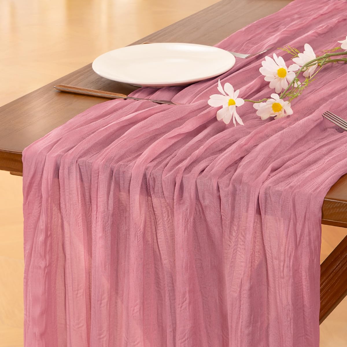 Cheesecloth Table Runner White Fall Boho Wedding Birthday Party Home Decor