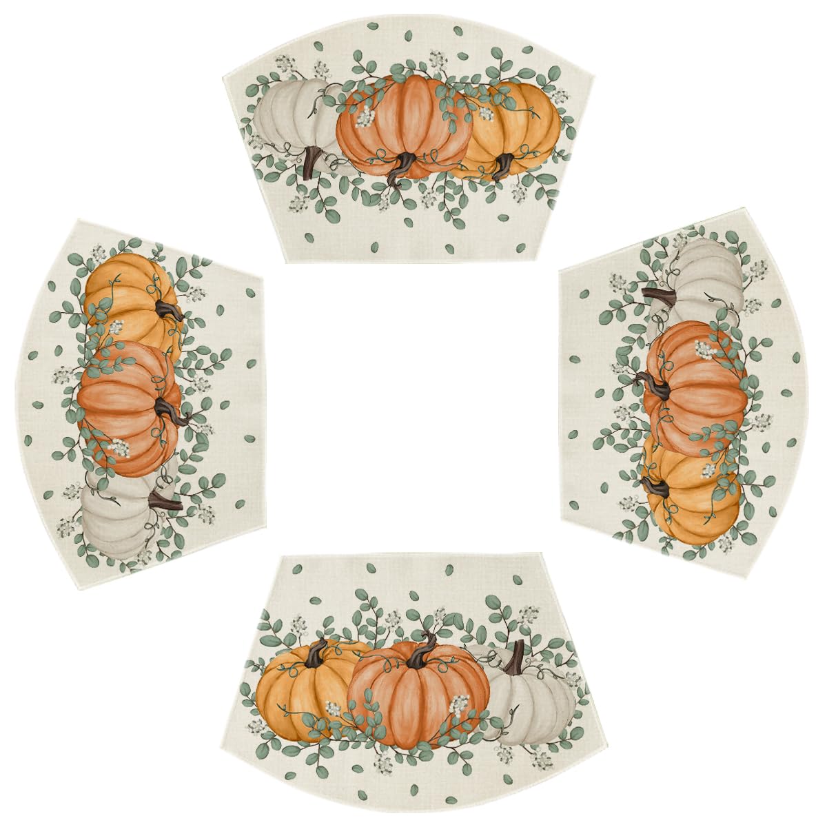 Artoid Mode Navy Blue Pumpkins Fall Placemats Set of 6-12 x 18 Inch