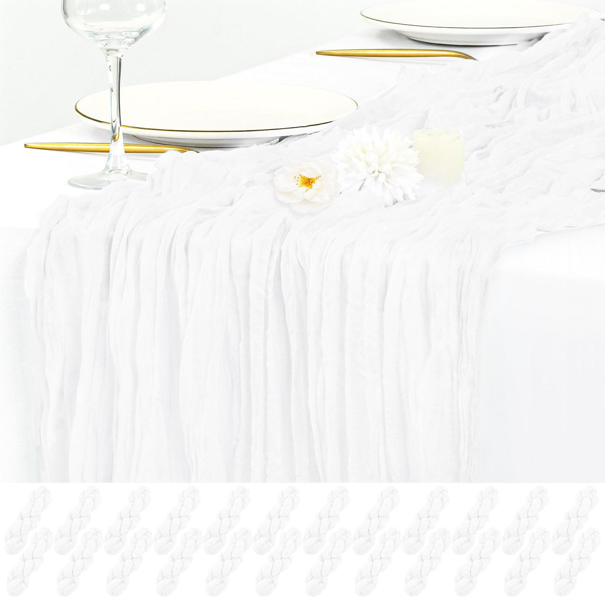 12 Pack Beige Cheesecloth Table Runner 17x108 Inch Boho Gauze Cheese Cloth Table Runners Rustic Sheer Runner for Wedding Party Baby Shower Birthday Home Decor