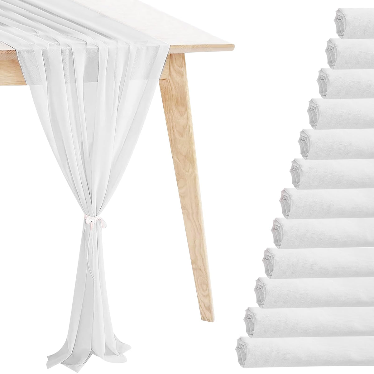 12 Pack Baby Pink Table Runner 10ft Romantic Chiffon Table Runner for Wedding Baby Shower and Birthday Party Cake Table Decorations(120 x 12 in)