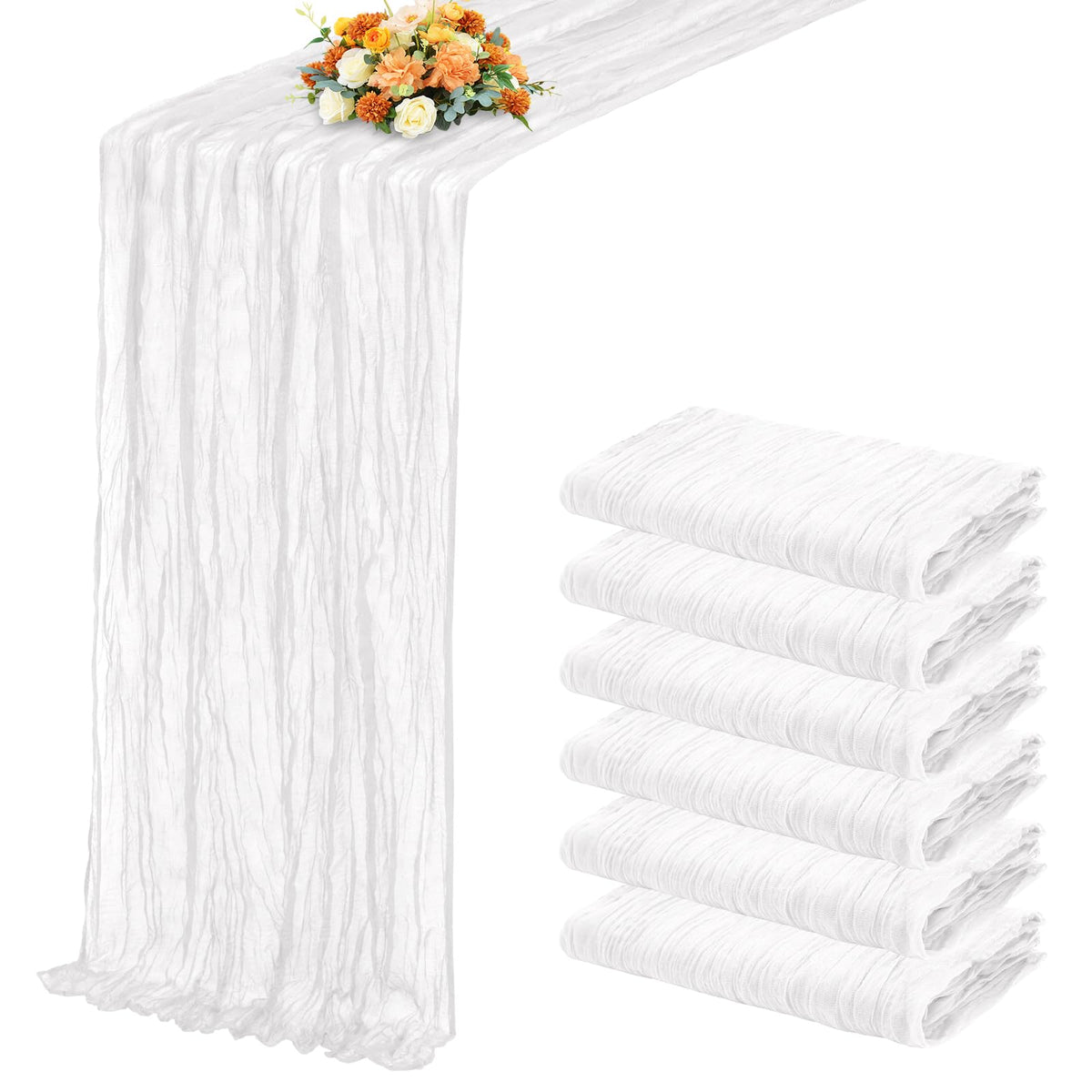 3 Pack Light Pink Table Runner 17x108 Inch Cheesecloth Table Runner Boho Gauze Table Runners Romantic Rustic Sheer Fabric Cheese Cloth Table Runners for Wedding Party Baby Shower Birthday Home Decor
