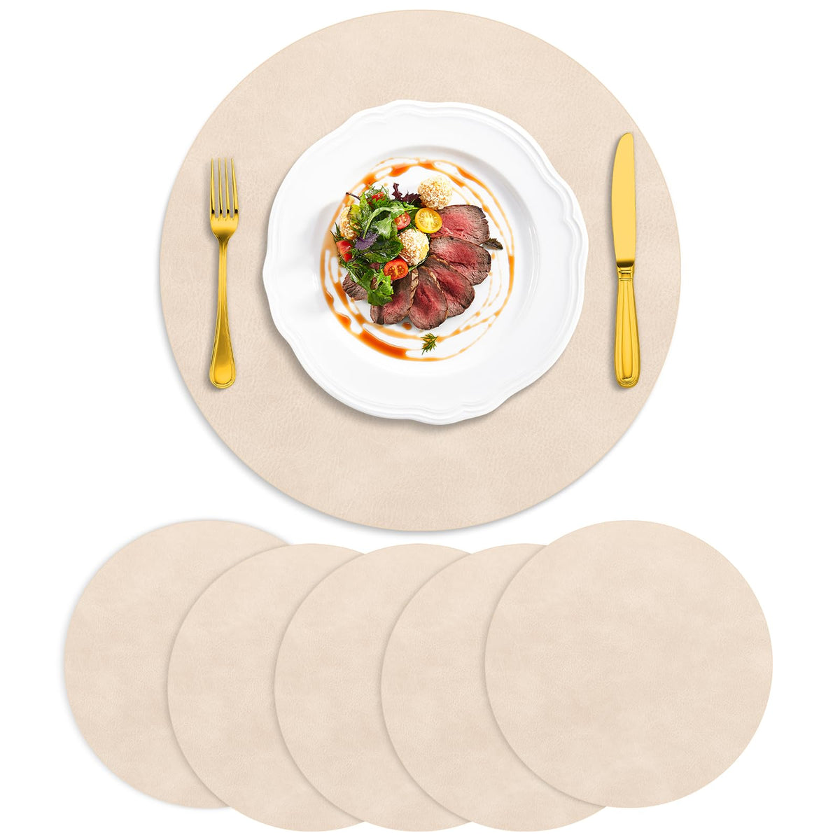 ADRIMER Placemats, Heat Resistant Oval Place Mats Set of 4 Easy to Clean