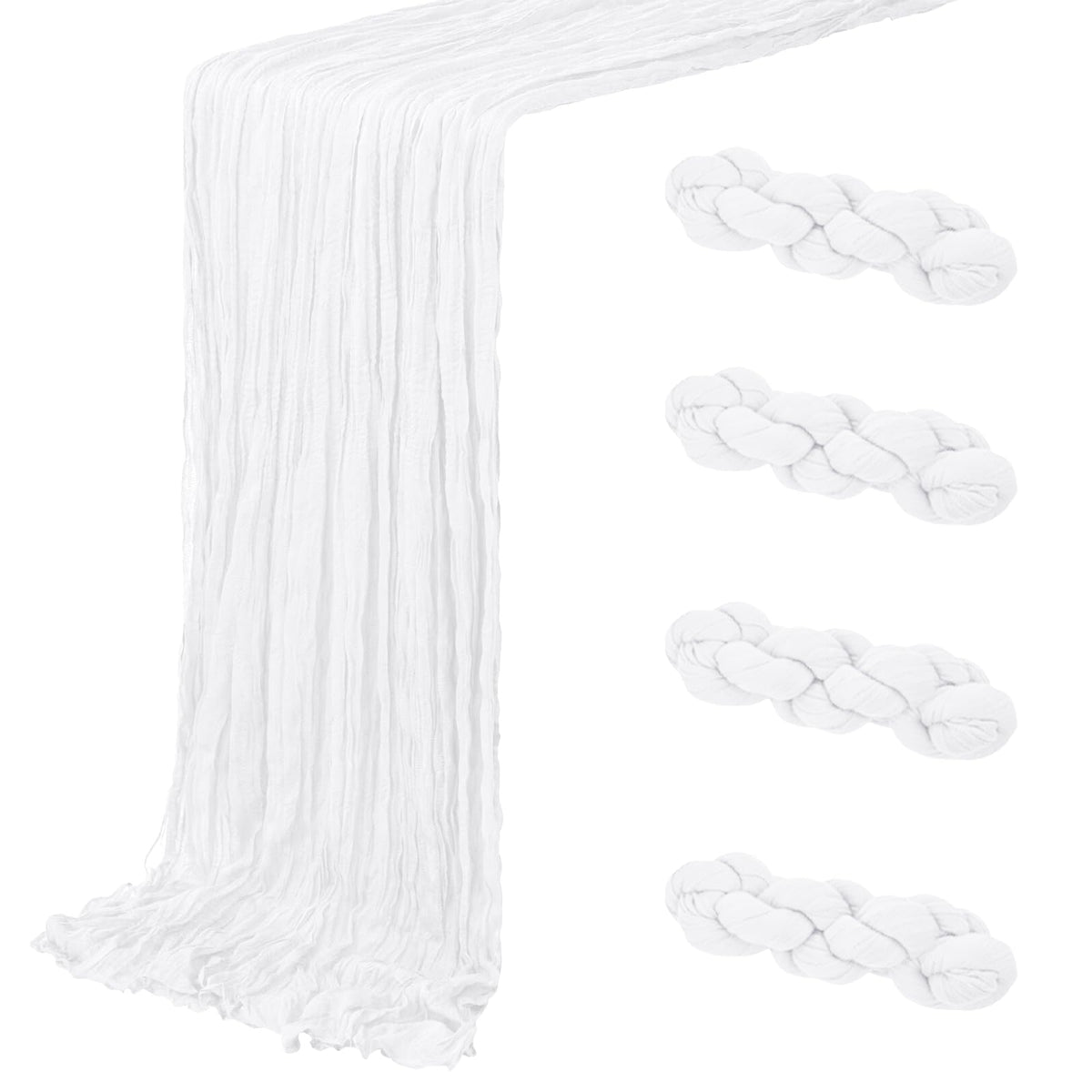 4 Pack Light Pink Cheesecloth Table Runner 20 x 120 inch Gauze Table Runners 10 FT Long,Semi Sheer Boho Cheese Cloth Fabric Table Runner Bulk for Wedding,Party,Baby Shower,Bridal Shower Decoration