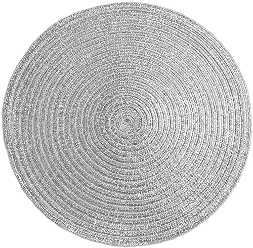 SHACOS Round Braided Placemats Set of 4 Dining Table Placemats 15 inch Circle Place Mats Easy to Clean Table Mats Indoor Outdoor, Blue Gray