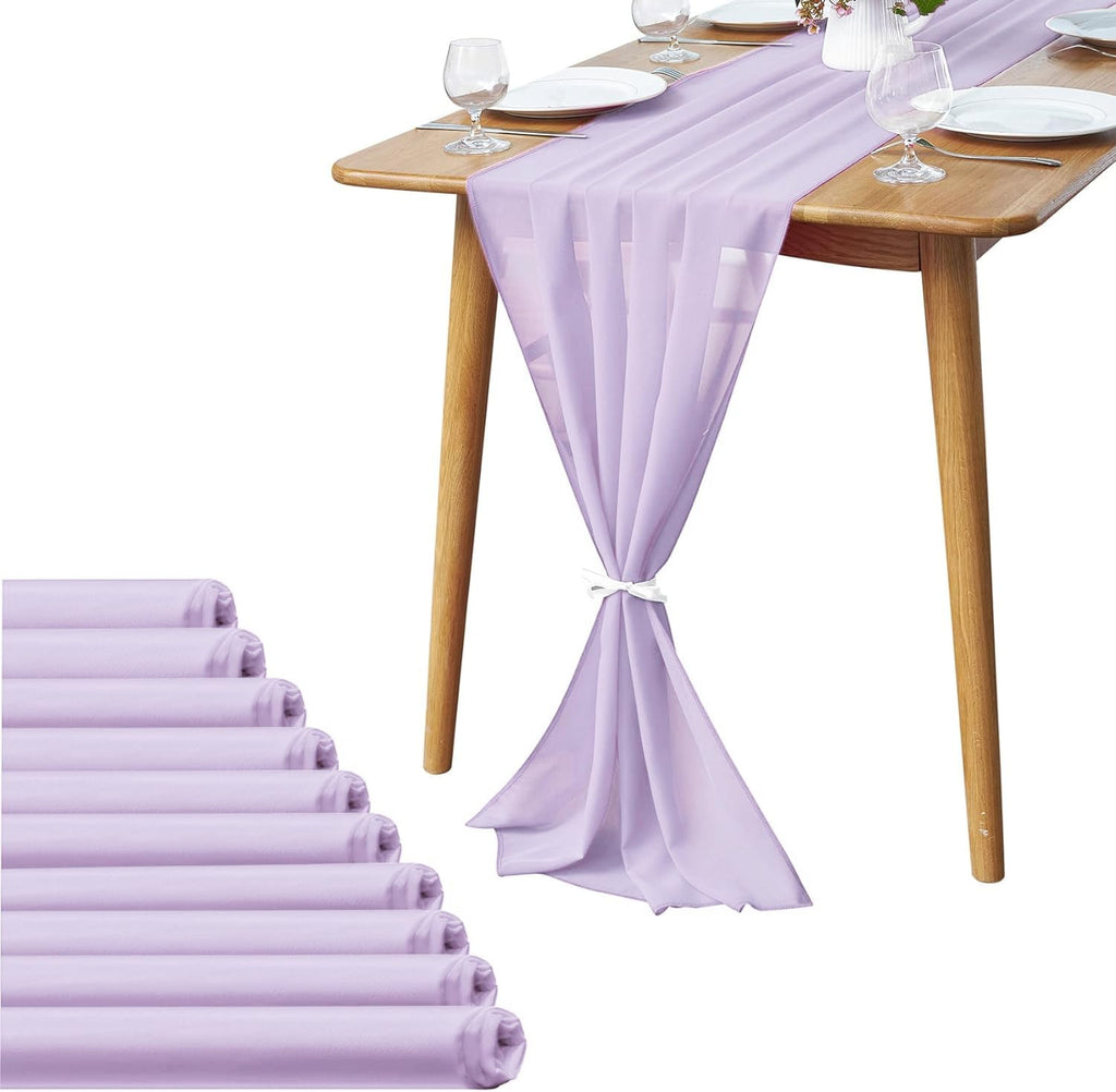 Pufogu 5 Pack 10Ft Light Yellow Chiffon Table Runner Sheer 29x120 Inch