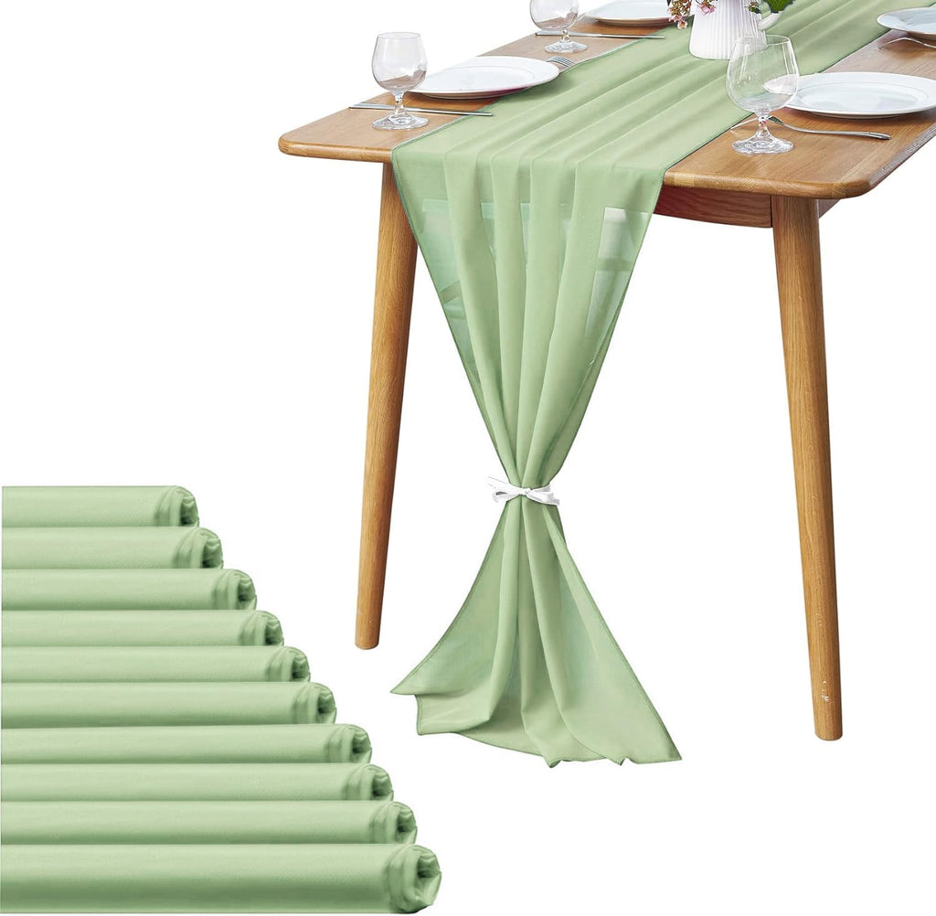 Pufogu 5 Pack 10Ft Light Yellow Chiffon Table Runner Sheer 29x120 Inch
