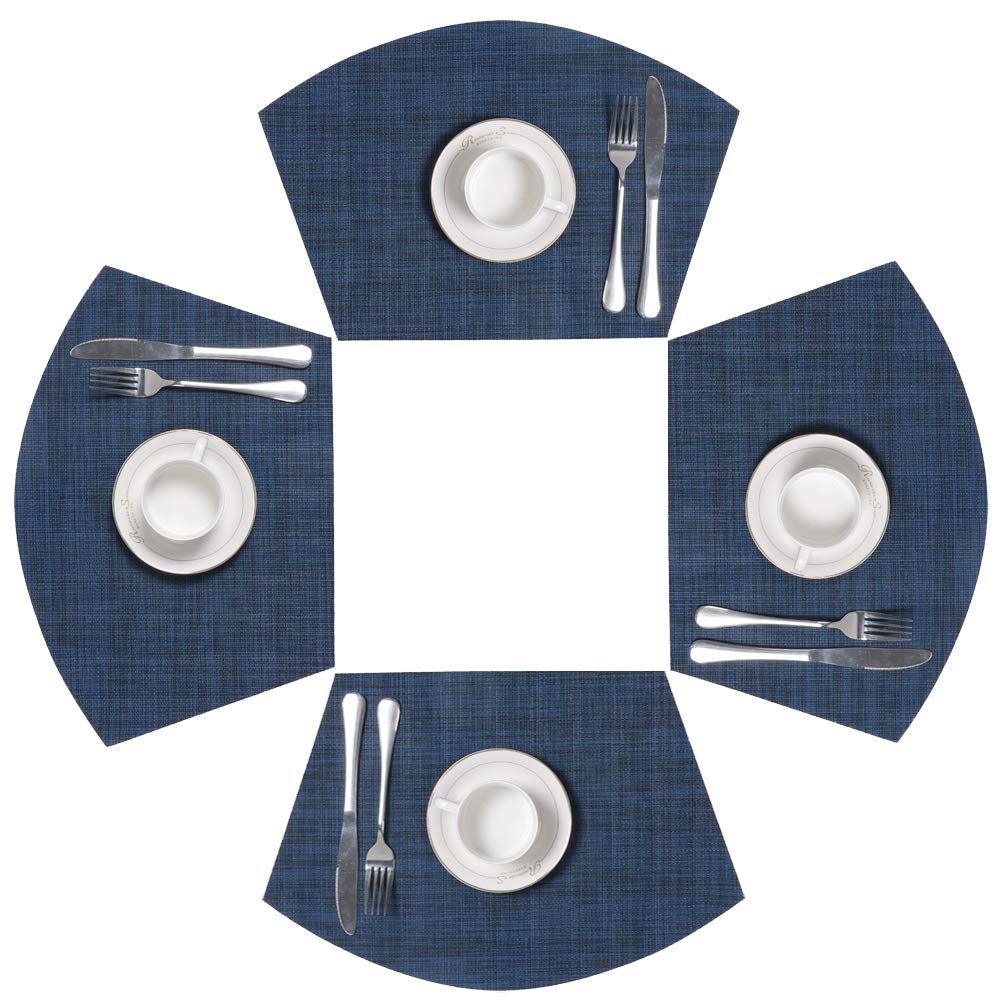 SHACOS Wedge Shape Placemats Set of 4 Woven Vinyl Placemat for Round Table