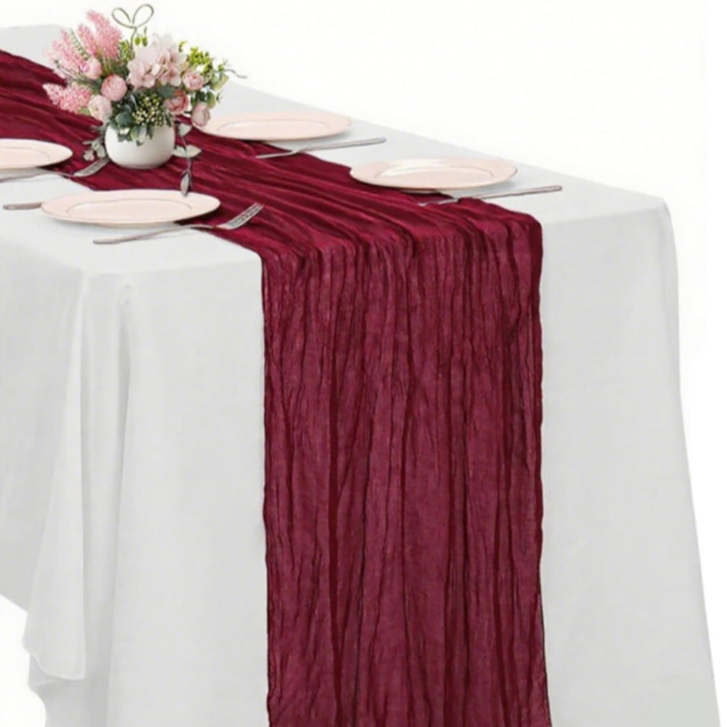 10 Pack New Sage Green Cheesecloth Table Runner -21*120Inch Long Boho Wedding Table Decor, Rustic Gauze Fabric Runner for Bridal Showers, Baby Showers & Parties (Sheer, Lightweight, Wrinkled Design)
