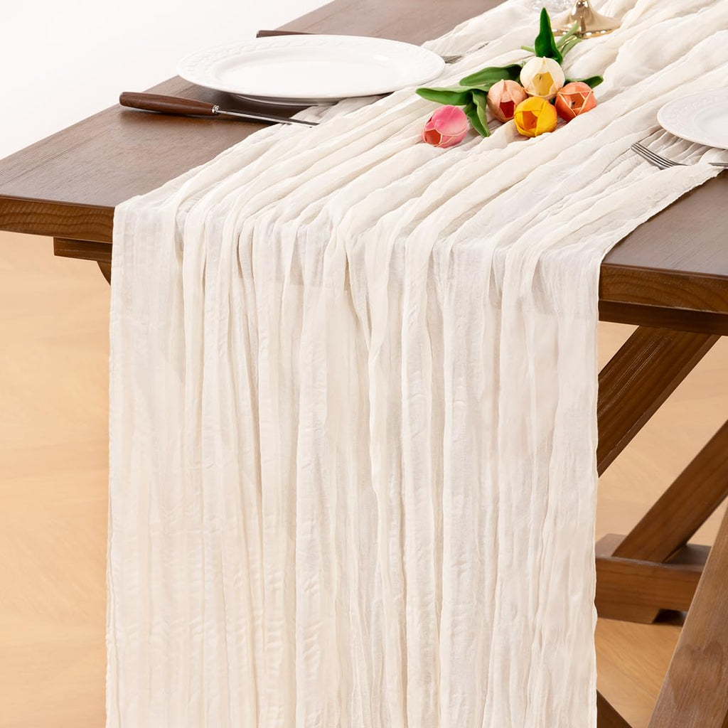6 Pack Champagne Gold Cheesecloth Table Runner Fall Wrinkled Runner