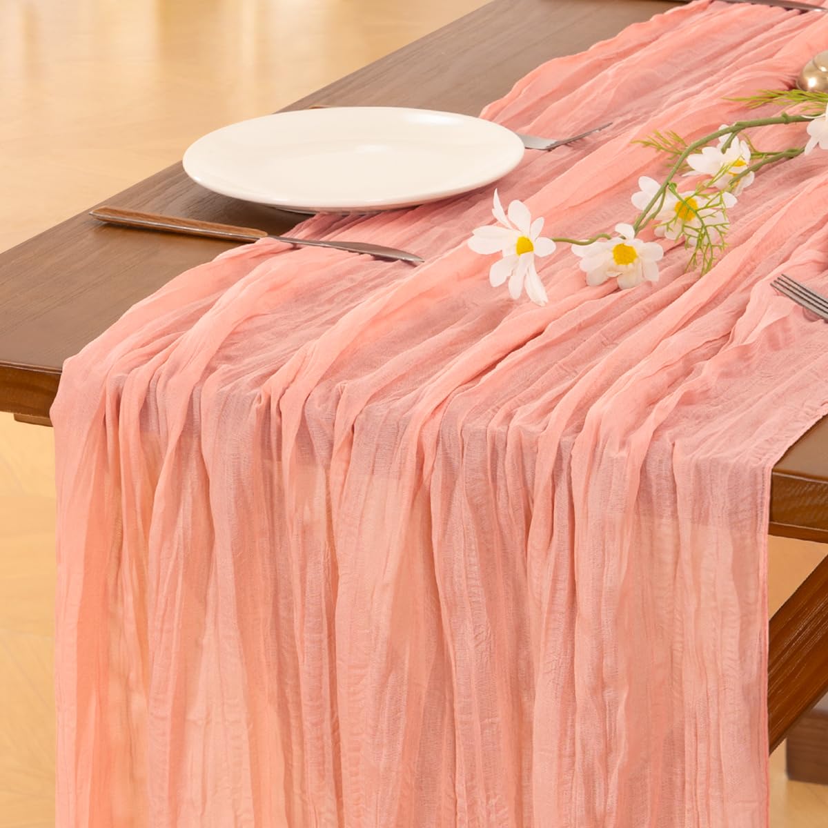 Cheesecloth Table Runner White Fall Boho Wedding Birthday Party Home Decor