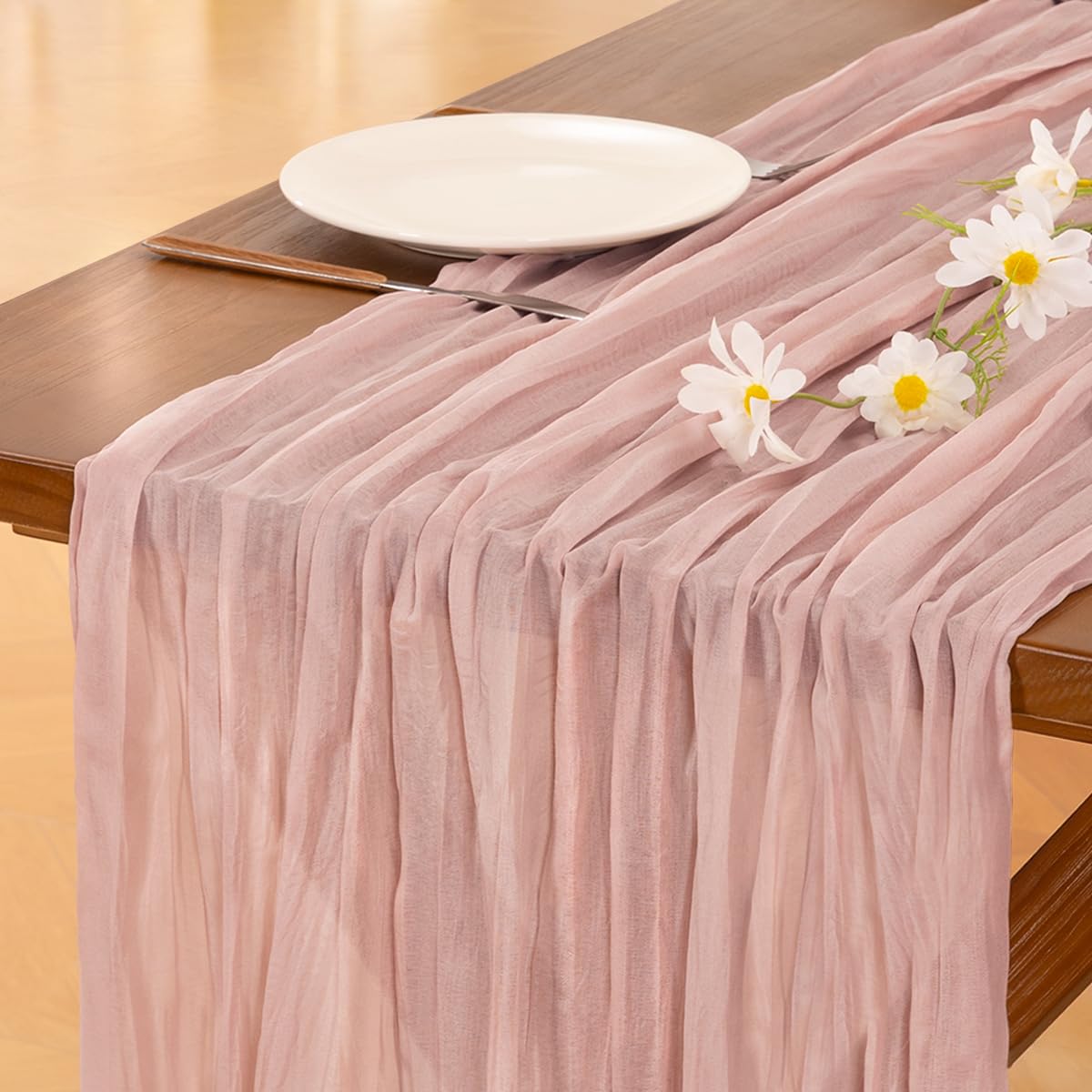 Cheesecloth Table Runner White Fall Boho Wedding Birthday Party Home Decor