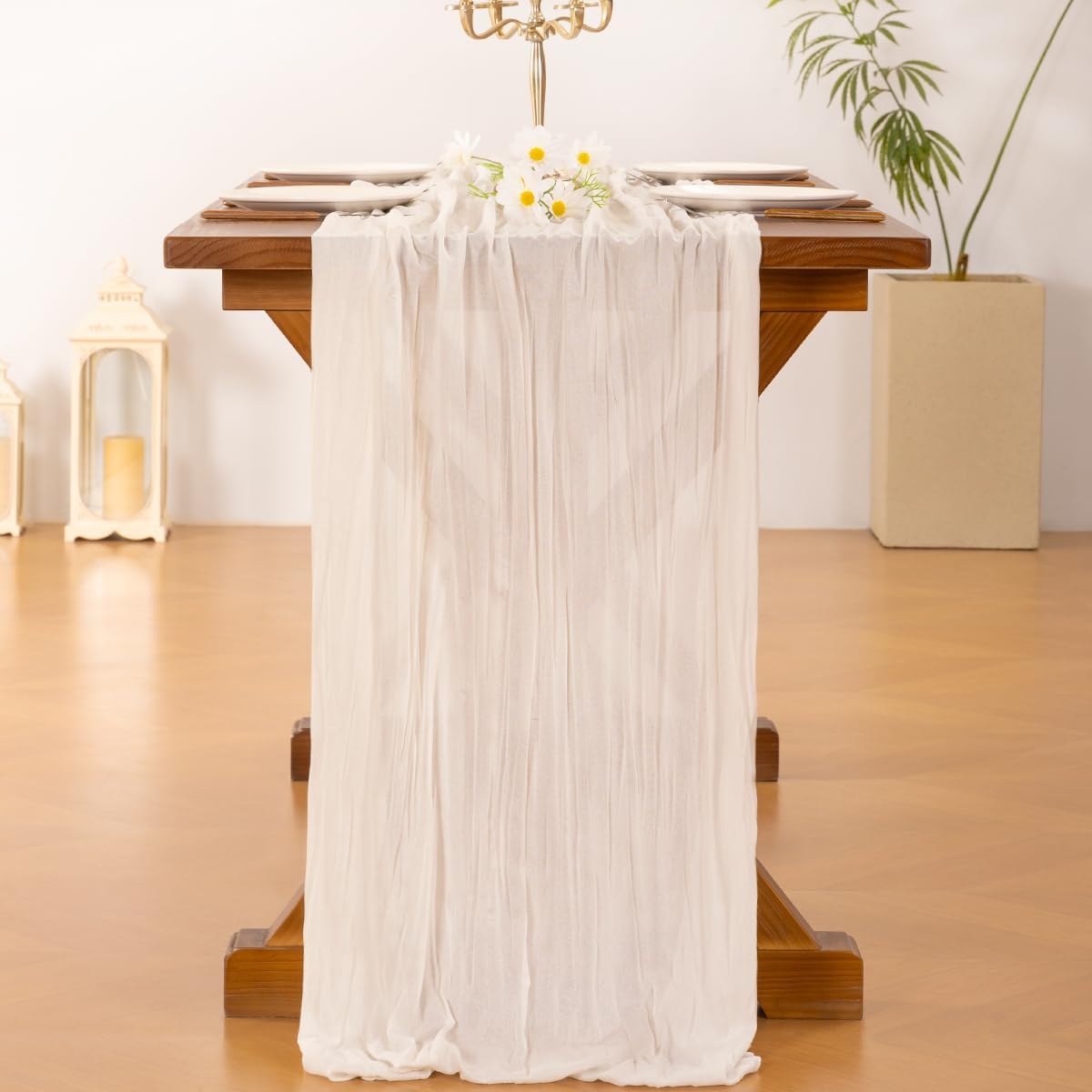 Cheesecloth Table Runner White Fall Boho Wedding Birthday Party Home Decor