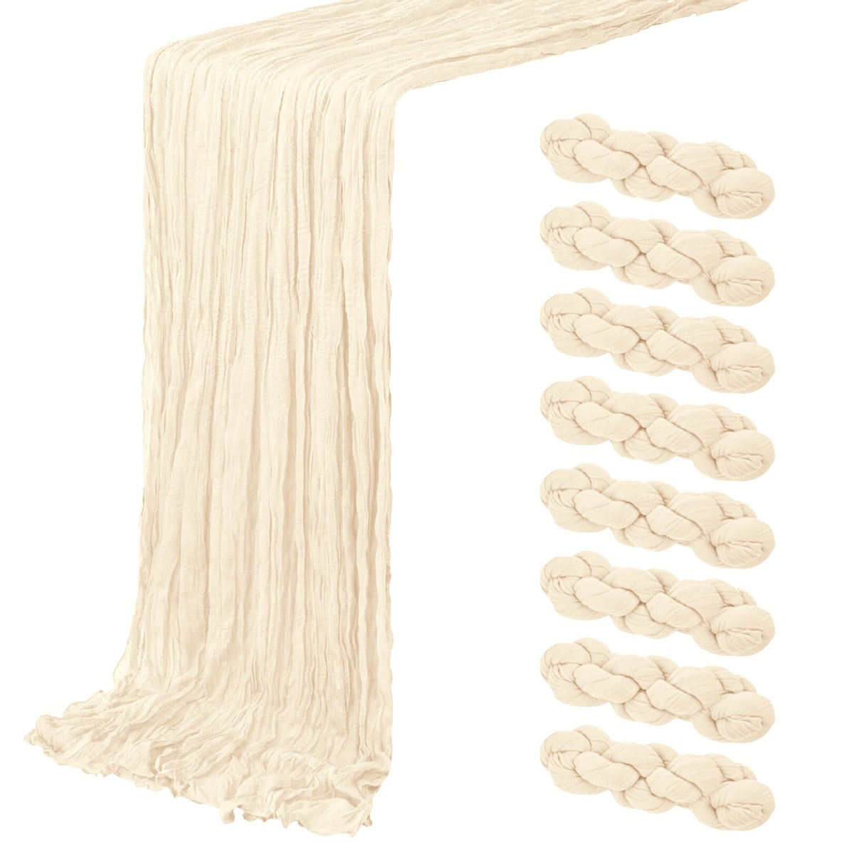 4 Pack Light Pink Cheesecloth Table Runner 20 x 120 inch Gauze Table Runners 10 FT Long,Semi Sheer Boho Cheese Cloth Fabric Table Runner Bulk for Wedding,Party,Baby Shower,Bridal Shower Decoration