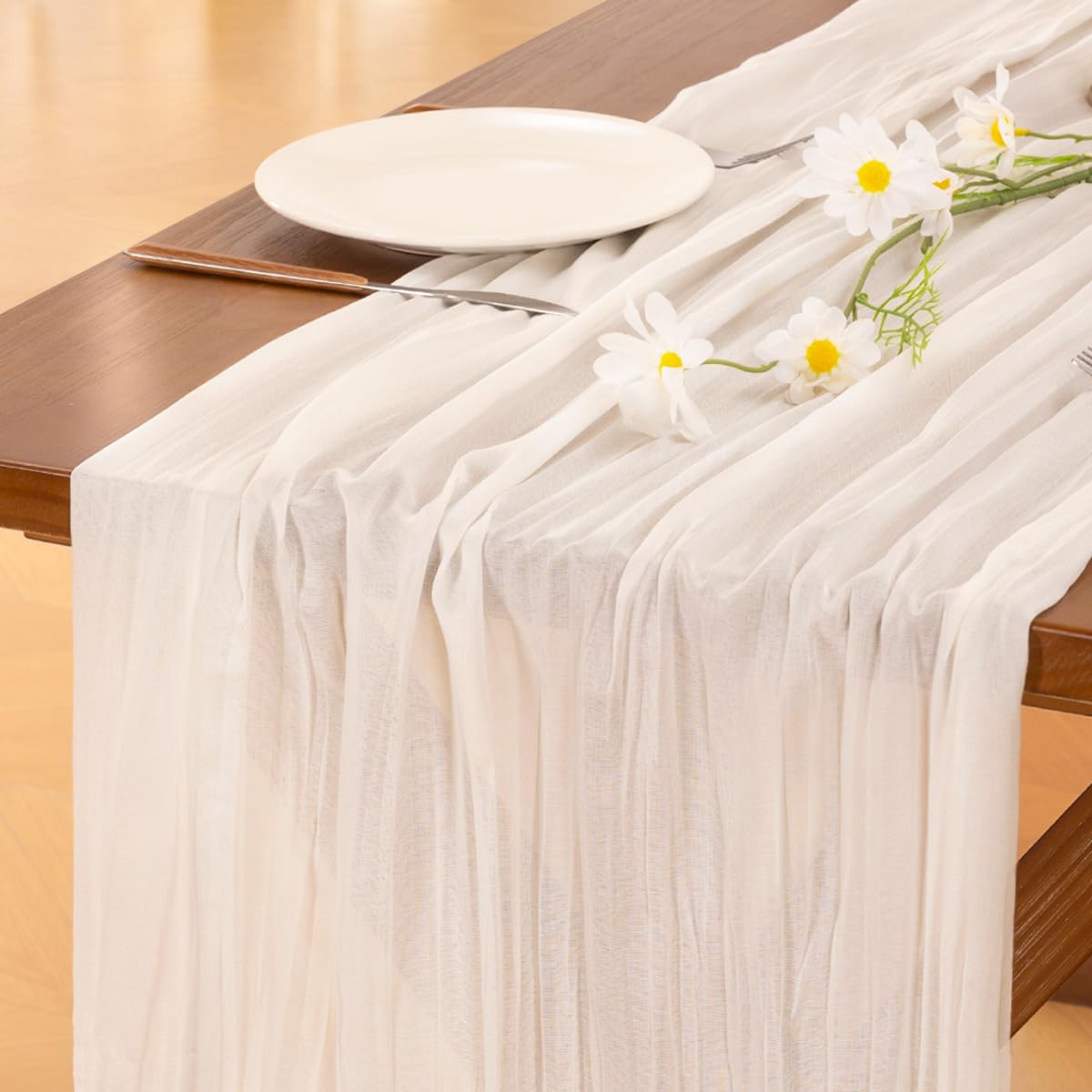 Cheesecloth Table Runner White Fall Boho Wedding Birthday Party Home Decor