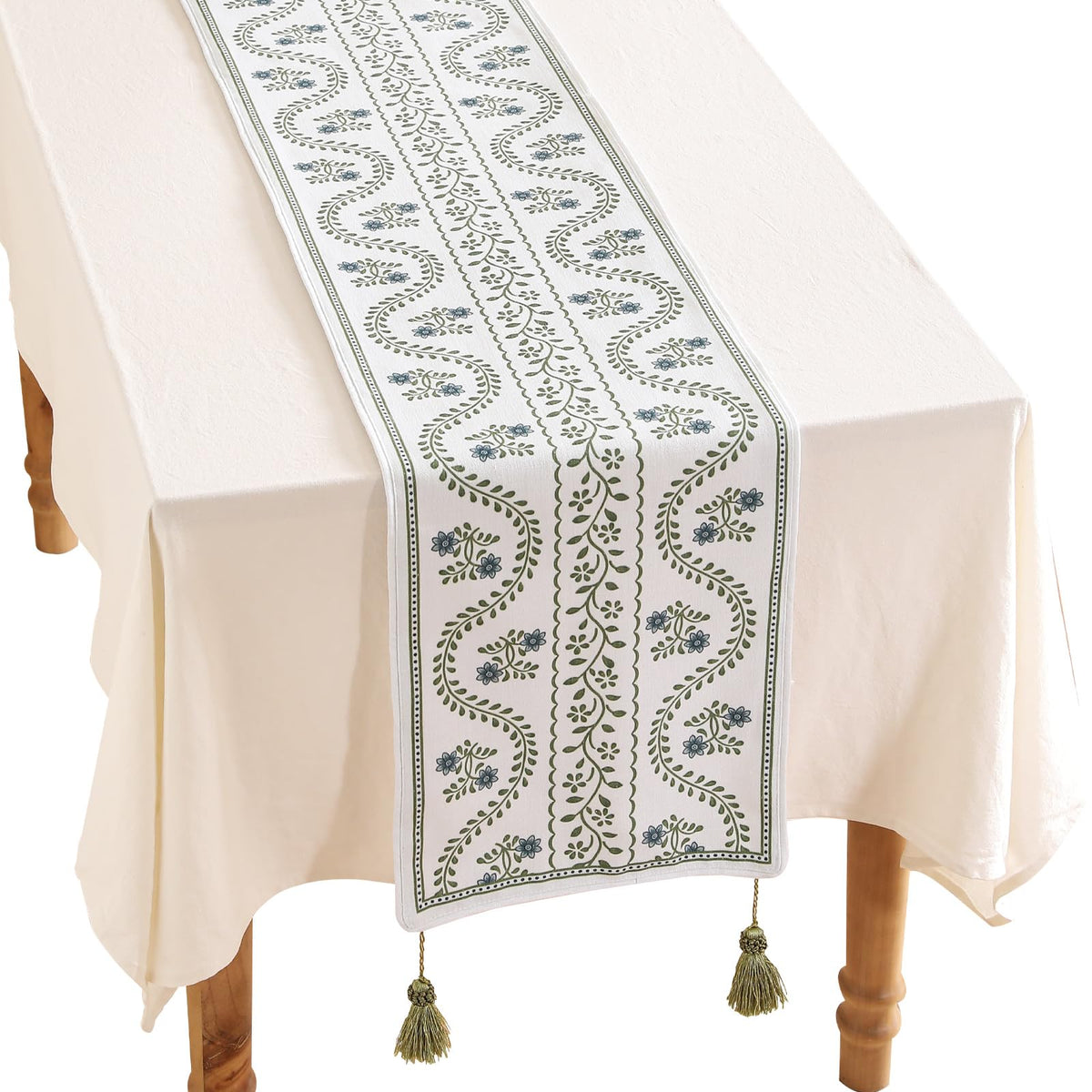 ISAENNE Designer French Linen Table Runner,71"x12"-Cornucopia