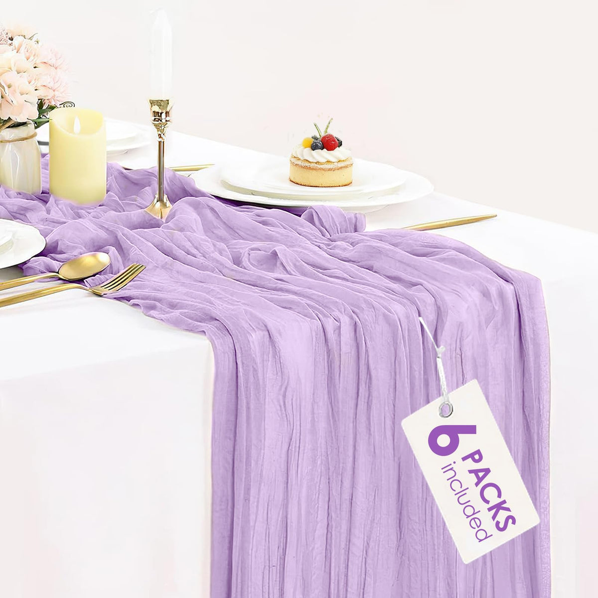 12 Pack Champagne Cheesecloth Table Runner 35x120 Inches, Summer Cheese Cloth Table Runner 10FT Boho Sheer Gauze Runner for Bridal Shower Wedding Baby Shower Party Decor
