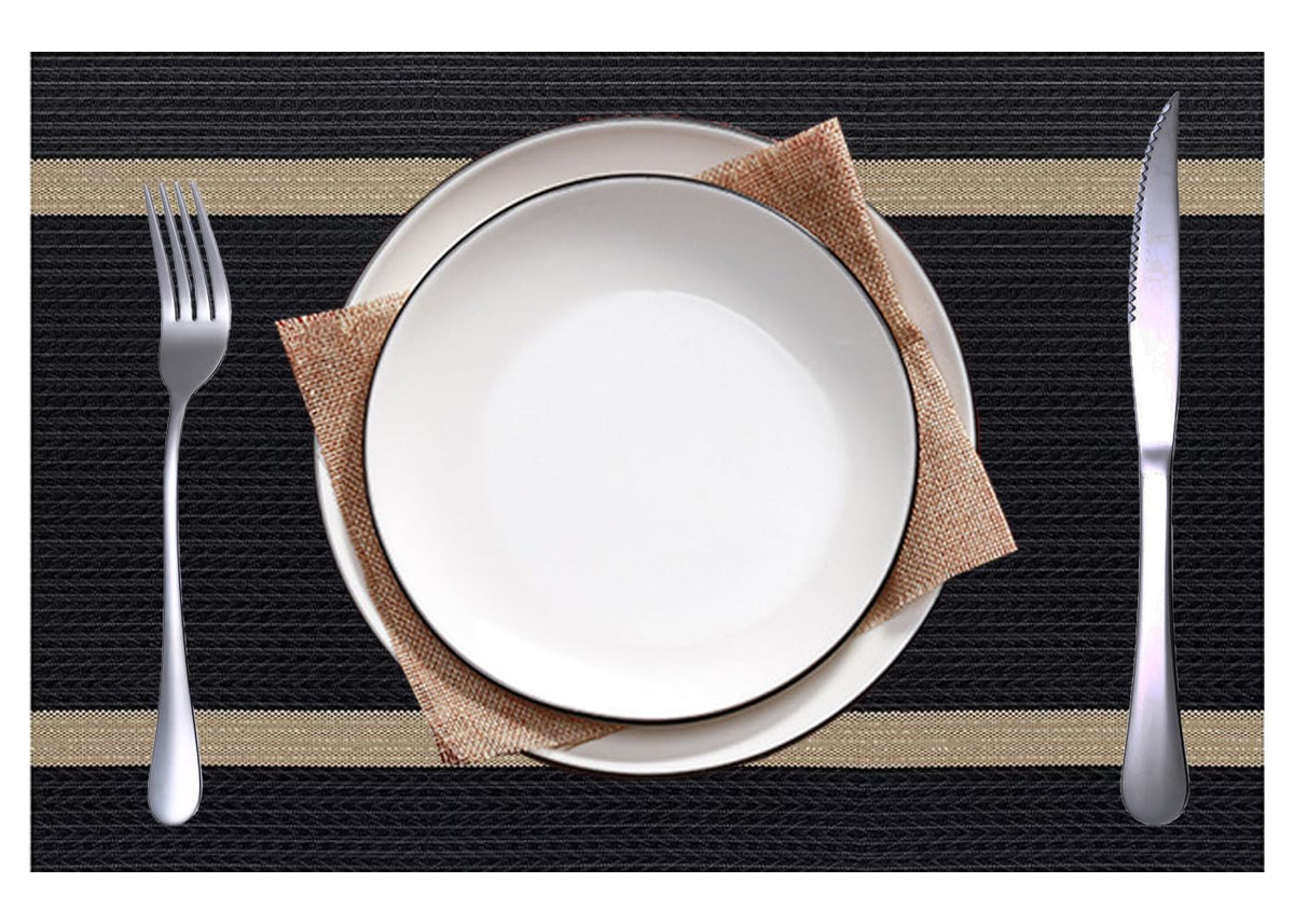 PIGCHCY Placemats,Durable Placemats for Dining Table,Washable Woven Vinyl Kitchen Placemats Set of 4 (Brown)