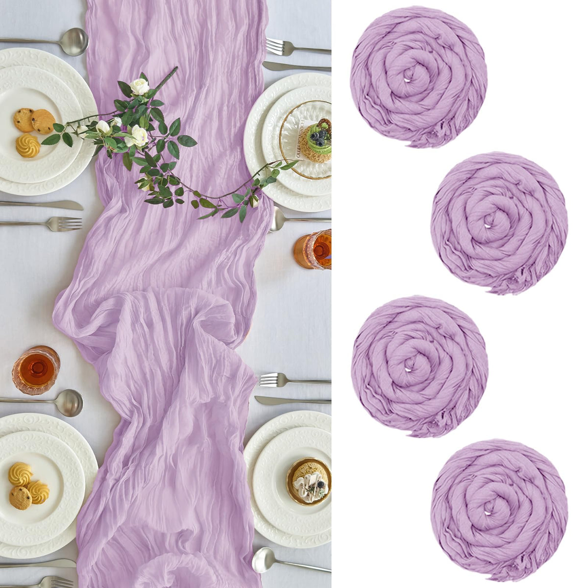2 Pack Fall Table Runner Terracotta Cheesecloth for Home Thanksgiving Party