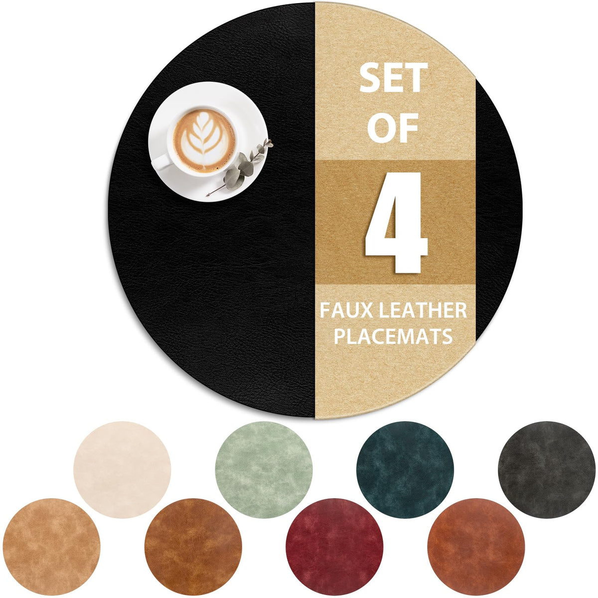 ADRIMER Placemats, Heat Resistant Oval Place Mats Set of 4 Easy to Clean