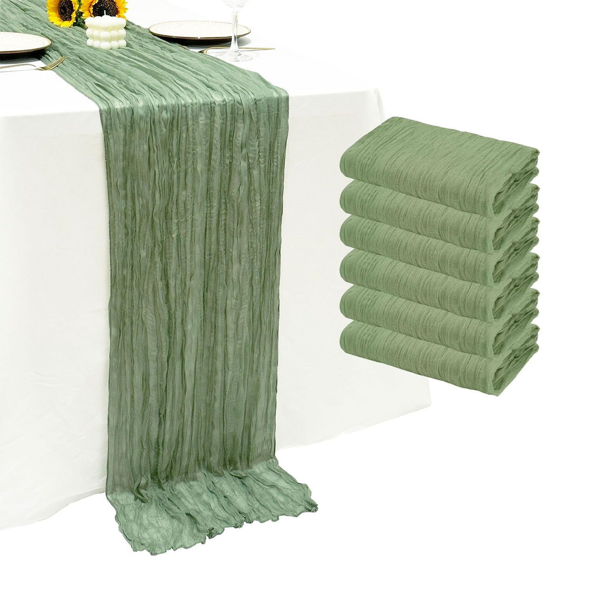 12Pack Dusty Blue Cheesecloth Table Runner 20x120 inch Gauze Table Runner