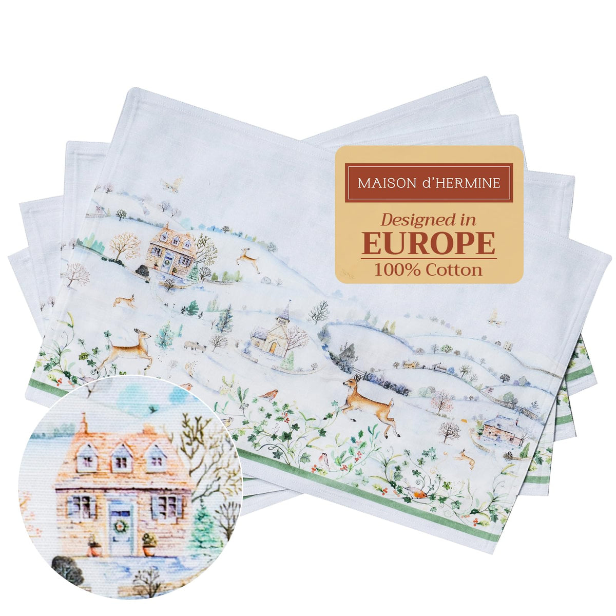 Maison d' Hermine Placemats Set of 4 Reusable 100% Cotton (13"x19")