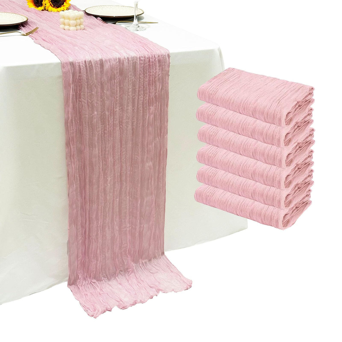 12Pack Dusty Blue Cheesecloth Table Runner 20x120 inch Gauze Table Runner