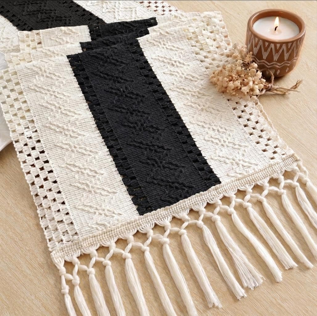 FEXIA Boho Table Runner for Fall Home Decor 12x108 Rustic with Tassels