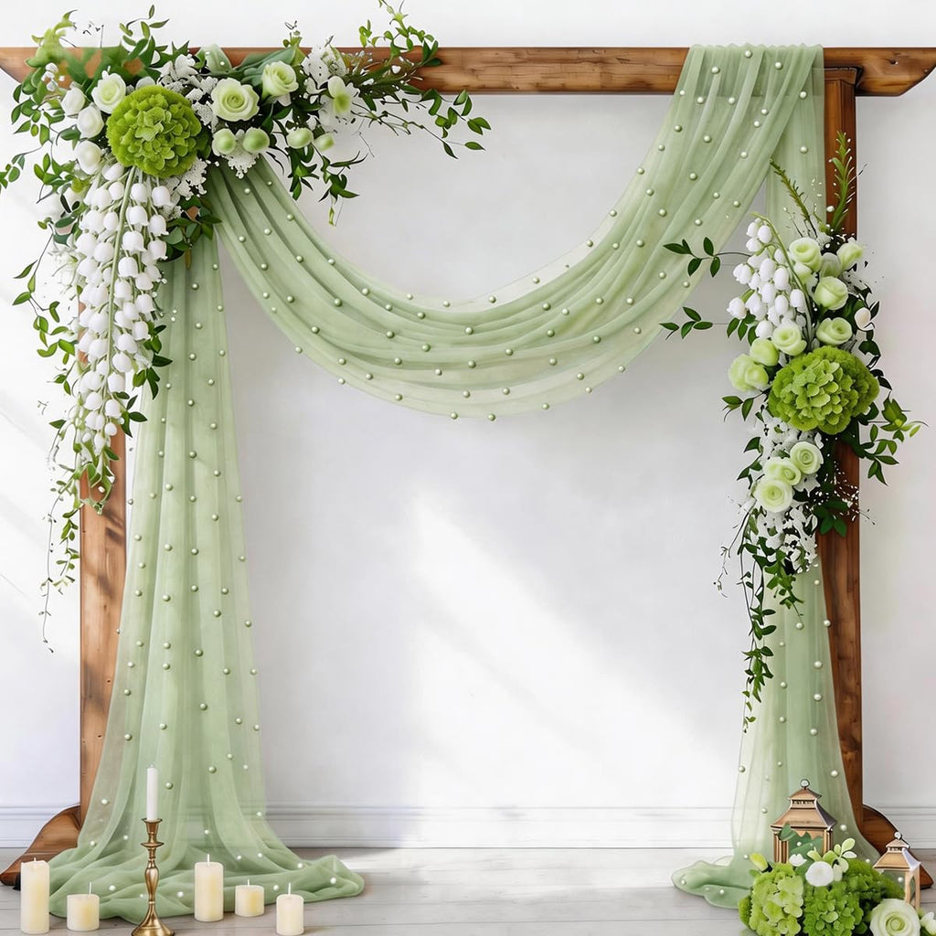 Socomi Pearl Table Runner Fall Tulle Gauze Sheer Wedding Party Home Decor