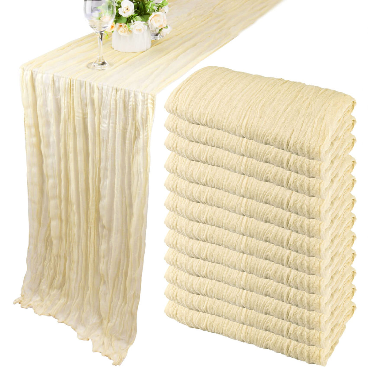 35x120 Inch Dusty Blue Cheesecloth Table Runner Boho Wedding Party Decor