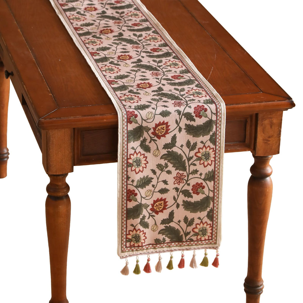 ISAENNE Designer French Linen Table Runner,71"x12"-Cornucopia