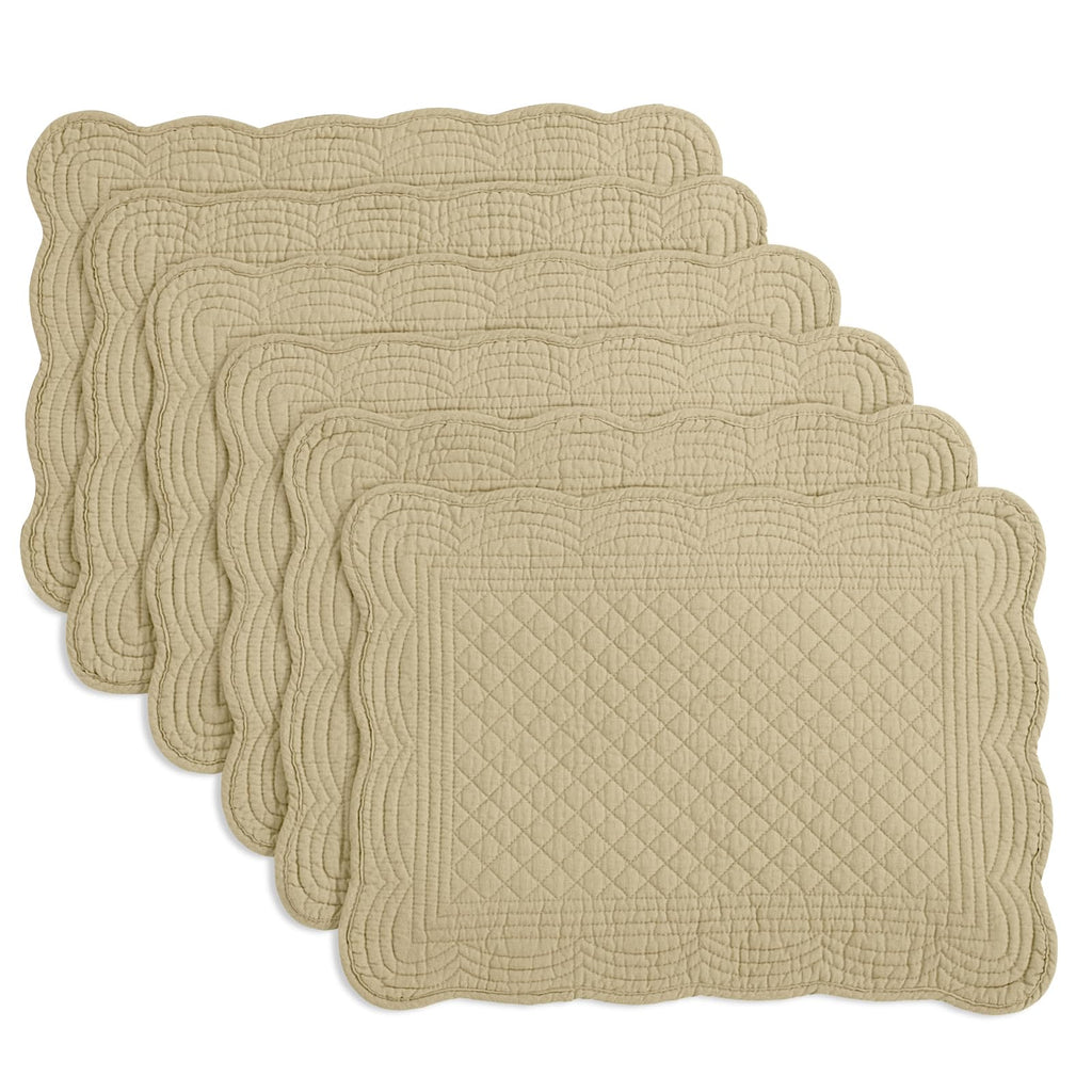 HOMBYS Quilted Placemats Set of 6 Washable-13x18 inches Rectangular Placemats for Kitchen Table-100% Cotton Fabric Rectangular Table Mats, (Emerald Green)