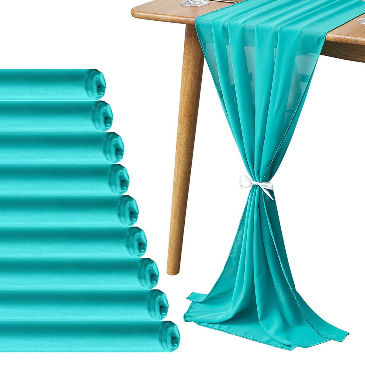 Pufogu 5 Pack 10Ft Light Yellow Chiffon Table Runner Sheer 29x120 Inch
