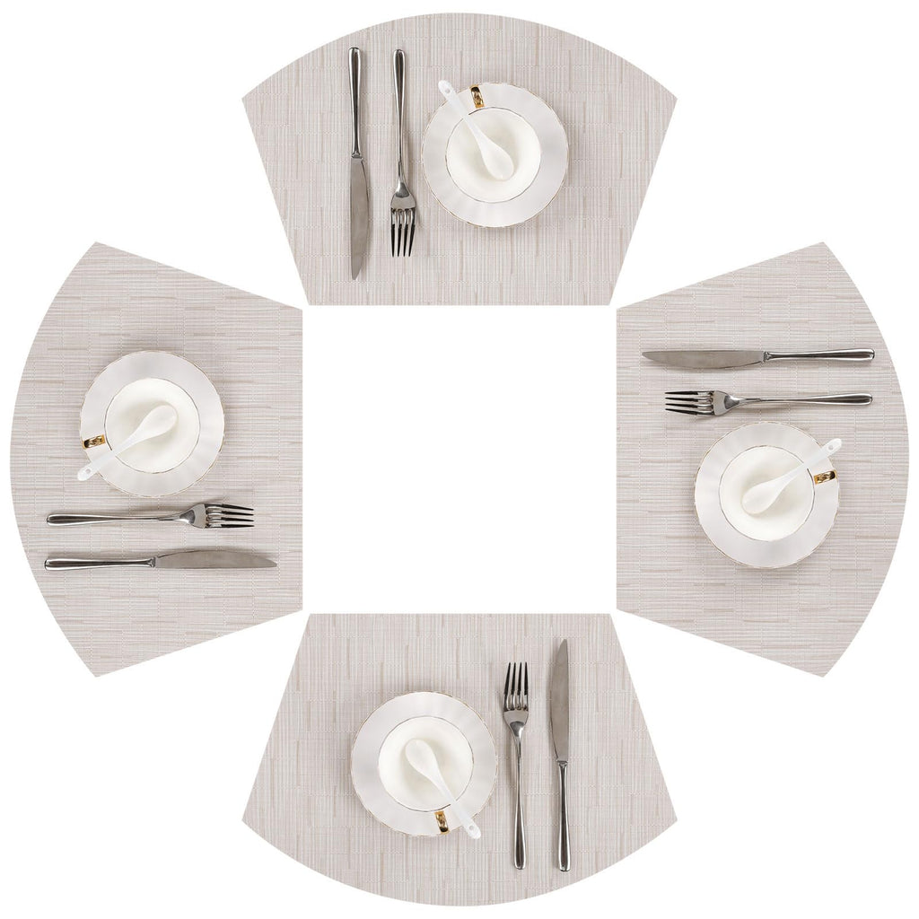 SHACOS Wedge Shape Placemats Set of 4 Woven Vinyl Placemat for Round Table